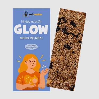 Μπάρα “Glow” Adamelon (μπάρα – παστέλι) 60gr – 333kcal